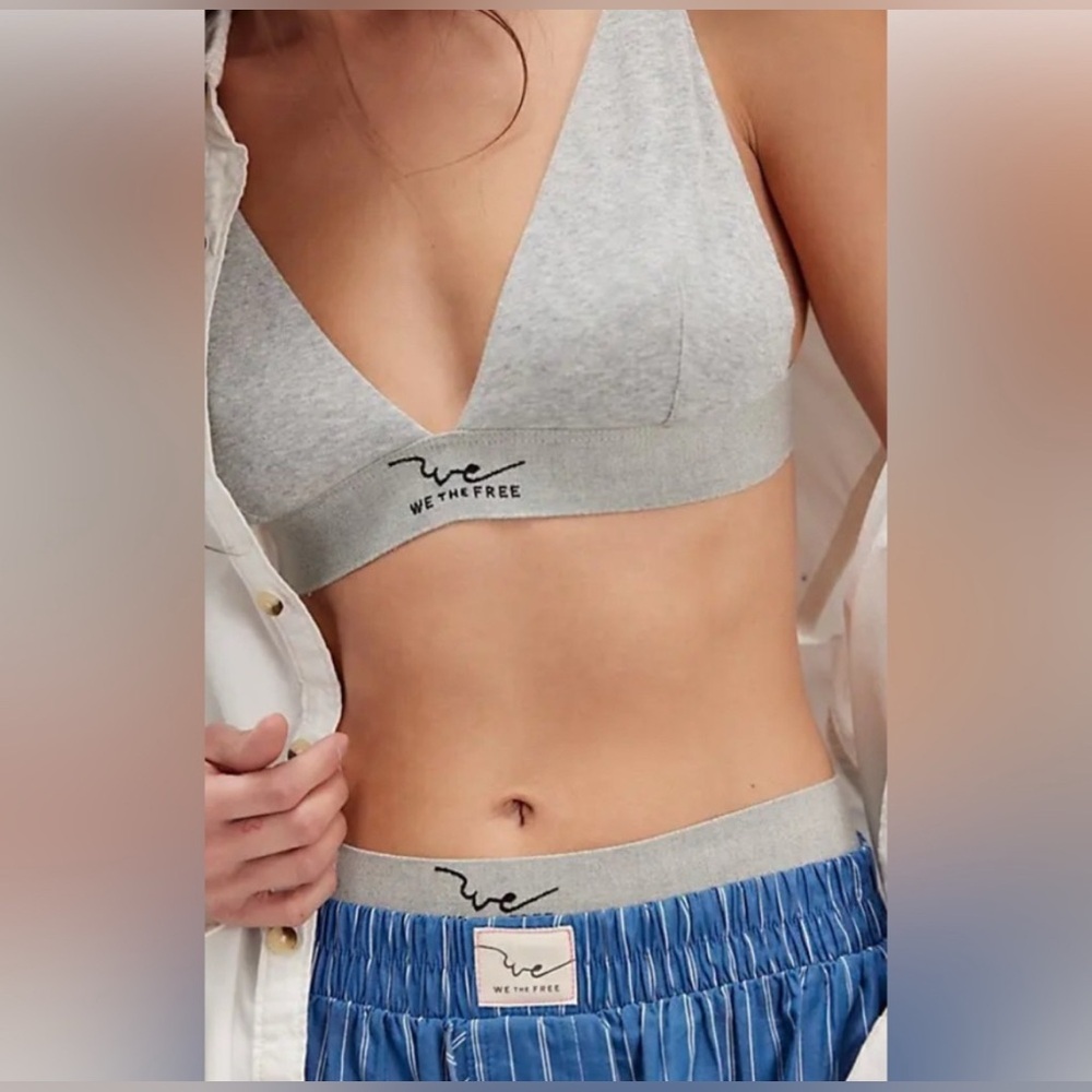 We The Free Gray Cotton Triangle Bra